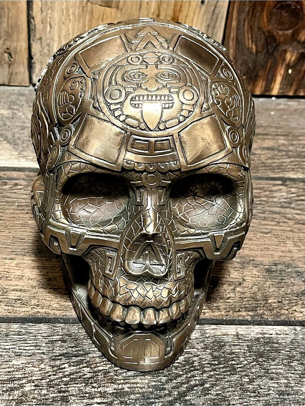 Summit Collection Bronze Aztec Skull Decor Sculpture Brown